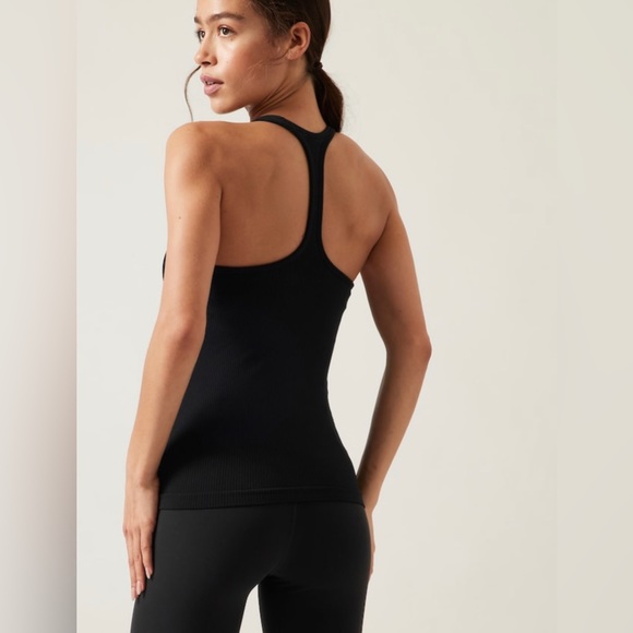 Athleta Renew built-in bra tank ribbed camisole racerback - black - Picture 2 of 10